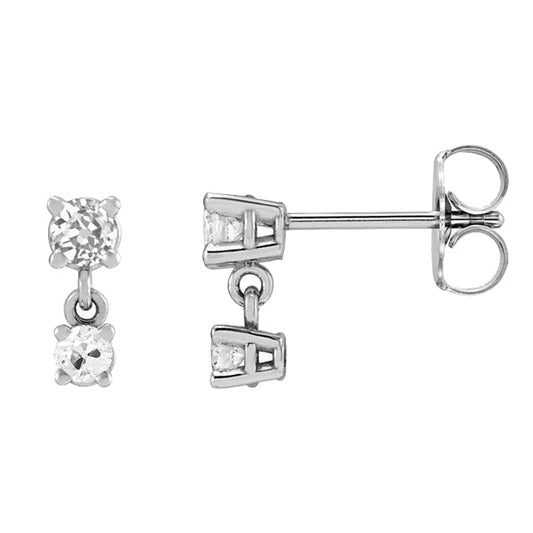 Drop Earrings 14 Karat White Gold with Diamond – main view