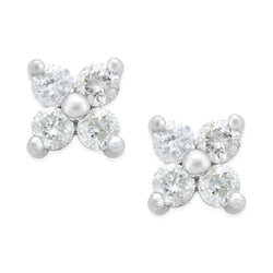 2.00 Carats Prong Set Natural Diamonds Studs Earrings White Gold 14K