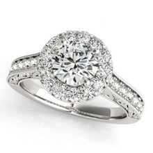 2.00 Carats Round Antique Style Halo Real Diamonds Ring White Gold 14K