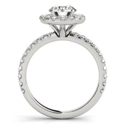 2.00 Carats Round Real Diamonds Halo Ring Solid Gold 14K