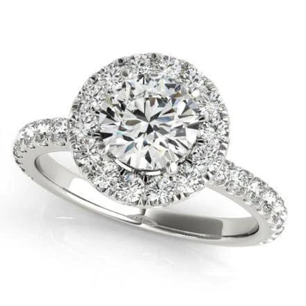 2.00 Carats Round Real Diamonds Halo Ring Solid Gold 14K