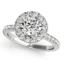 2.00 Carats Round Real Diamonds Halo Ring Solid Gold 14K
