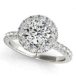 2.00 Carats Round Real Diamonds Halo Ring Solid Gold 14K