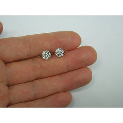 2.00 Carats Round Real Diamonds Pair Studs Earrings White Gold