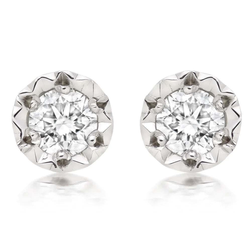 2.00 Ct Real Brilliant Cut Diamonds Ladies Studs Earrings White Gold 14K