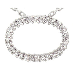 2.01 Carat Circle Real Diamond Pendant Jewelry White Gold 14K Necklace