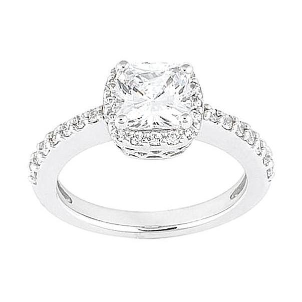 2.01 Carat Halo Cushion Center Real Diamond Engagement Ring White Gold 18K