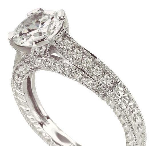 2.01 Carat Natural Diamond Engagement Ring Antique Style Women White Gold