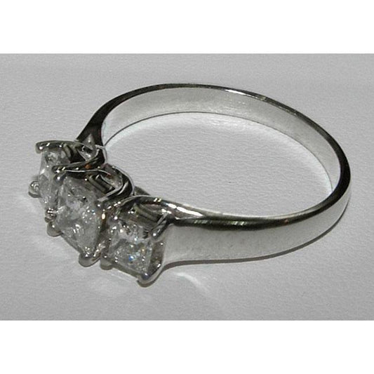 2.01 Carat Princess Cut Real Diamond Engagement Ring Three Stone Jewelry