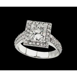 2.01 Carat Princess Real Natural Earth Mined Diamond Royal Engagement Ring White Gold 14K Women Jewellery New