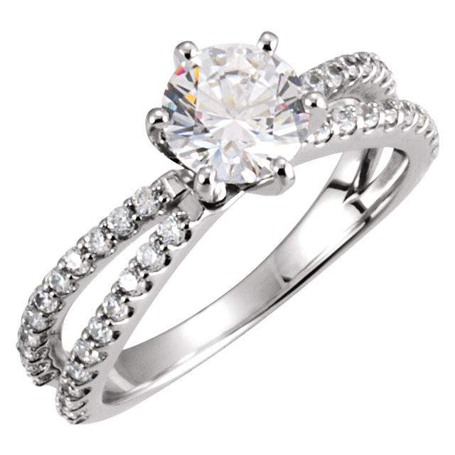 2.01 Carat Round Genuine Diamond Solitaire With Accents Engagement Ring