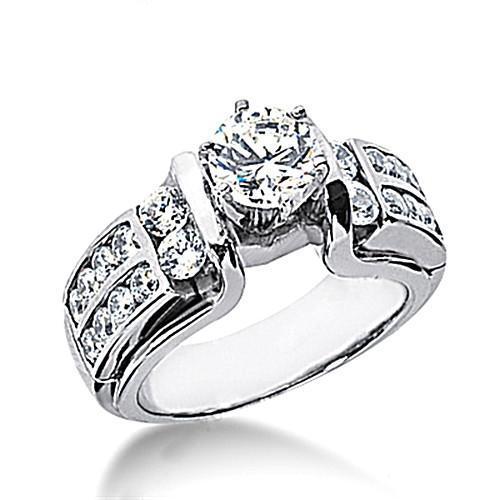 2.01 Carat Round Real Diamond Solitaire With Accents White Gold