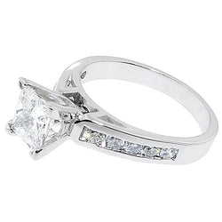 2.01 Carats High Quality Natural Diamond Princess Engagement Ring New Solitaire