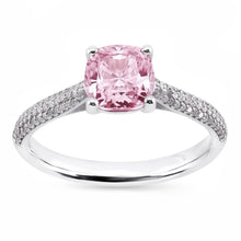 2.01 Ct Pink Sapphire Cushion Round Natural Earth Mined Diamonds Ring White Gold Gemstone