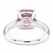2.01 Ct Pink Sapphire Cushion Round Natural Earth Mined Diamonds Ring White Gold Gemstone