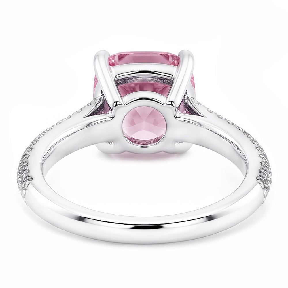 2.01 Ct Pink Sapphire Cushion Round Natural Earth Mined Diamonds Ring White Gold Gemstone