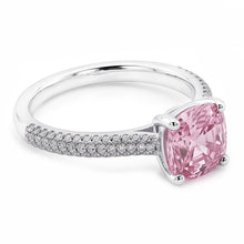 2.01 Ct Pink Sapphire Cushion Round Natural Earth Mined Diamonds Ring White Gold Gemstone