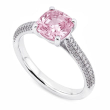 2.01 Ct Pink Sapphire Cushion Round Natural Earth Mined Diamonds Ring White Gold Gemstone