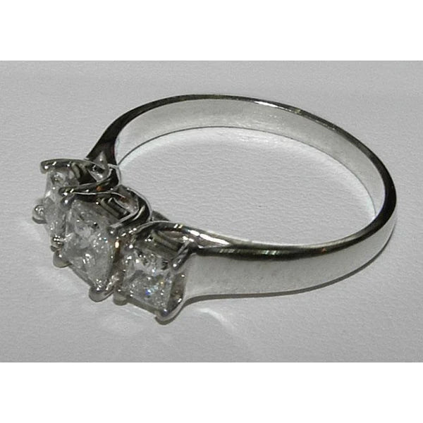 2.01 Ct Princess Cut Real Diamond Engagement Ring Three Stone