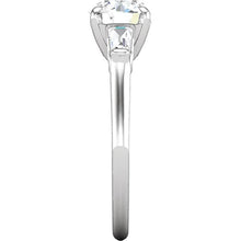 2.01 Ct Round And Baguette Real Diamond 3 Stone Engagement Ring White Gold