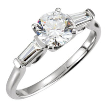 2.01 Ct Round And Baguette Real Diamond 3 Stone Engagement Ring White Gold