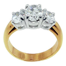 2.01 Ct Two Tone Three Stone Round Real Diamond Ring Anniversary