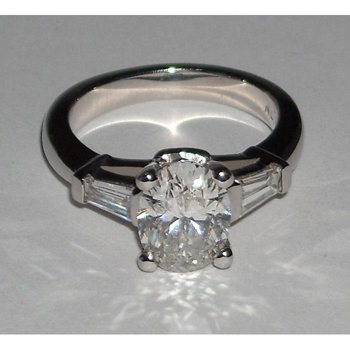 2.01 Ct. Oval Natural Earth Mined Diamond Three 3 Stone Ring White Gold New