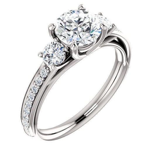 2.05 Carat Round Brilliant Real Diamonds Three Stone Engagement Ring