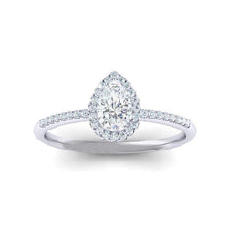 2.05 Carats Pear Halo Real Diamond Ring Gold