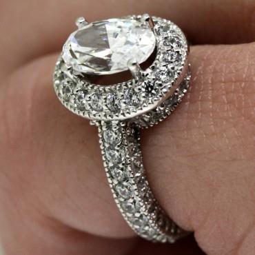 2.05 Carats Vintage Style Halo Real Diamond Wedding Ring White Gold 14K