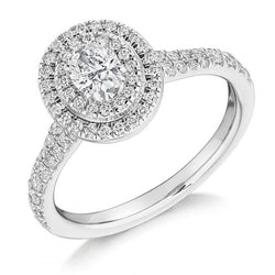 2.07 Carats Oval And Round Real Diamond Halo Ring