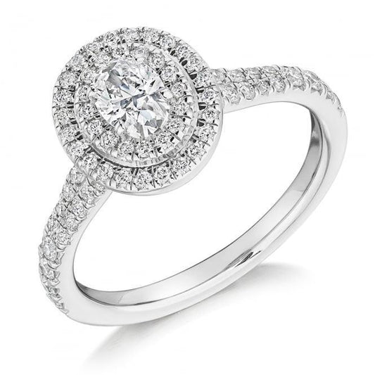 2.07 Carats Oval And Round Real Diamond Halo Ring