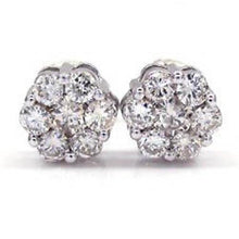 2.1 Ct Real Round Diamond Cluster Women Earring 14K White Gold