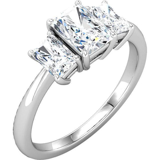 2.10 Carat Princess Genuine Diamond Three Stone Ring White Gold 14K
