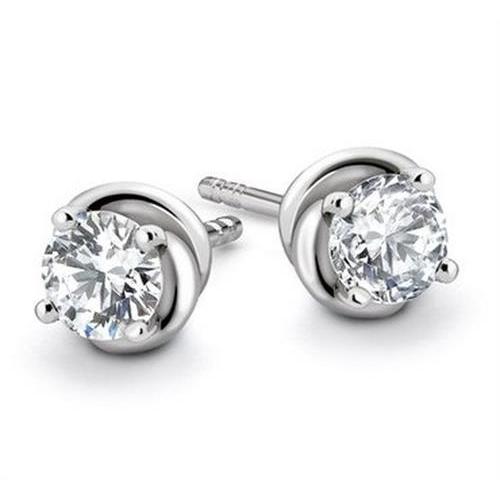 2.10 Carats Genuine Round Diamond Stud Earring Solid White Gold 14K