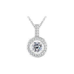 2.10 Carats Round Cut Real Diamonds Lady Pendant Necklace Gold White 14K