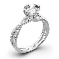 2.10 Carats Women Mined Diamond Engagement Ring White Gold 14K