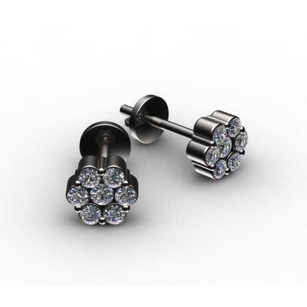 2.10 Ct Round Cut Diamond Flower Real Shape Studs Earring