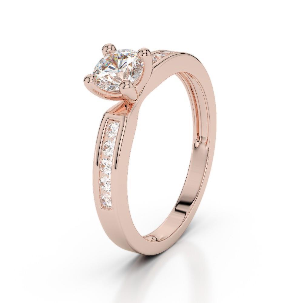 2.10 Ct Solitaire With Accent Natural Diamonds Engagement Ring Rose Gold
