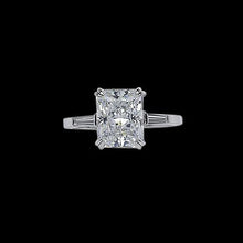2.11 Carat Radiant & Baguette Real Diamonds Three Stone Engagement Ring
