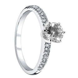 2.11 Ct. Genuine Round Diamond Anniversary Ring Gold Solitaire With Accents