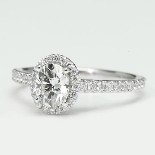  Oval Genuine Diamond Halo Ring