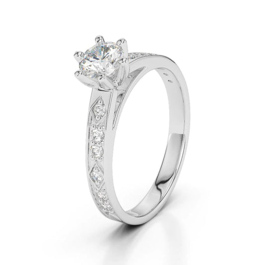 2.15 Carats Round Cut Real Diamond Accented Ring White Gold 14K New