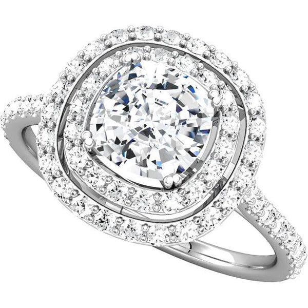 2.16 Carat Sparkling Cushion Round Natural Diamonds Wedding Ring Halo