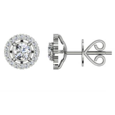 2.16 Carats Gorgeous Real Round Cut Diamond Stud Earring 14K White Gold