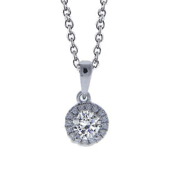 2.16 Carats Real Round Diamond Halo Style Women Pendant White Gold 14K