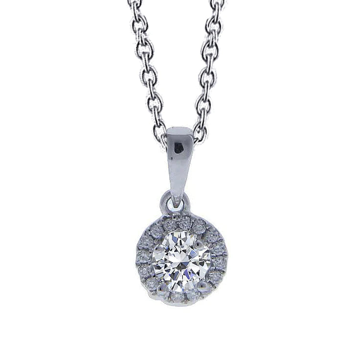 2.16 Carats Real Round Diamond Halo Style Women Pendant White Gold 14K