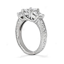 2.18 Ct. Round Real Diamond Ring Three Stone Customized