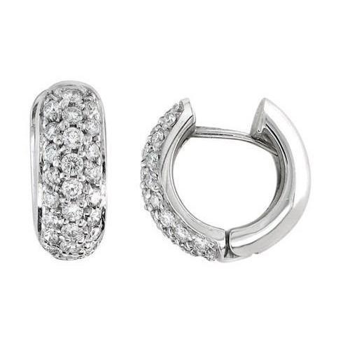 2.2 Ct Round Brilliant Real Cut Diamond Lady Hoop Earrings