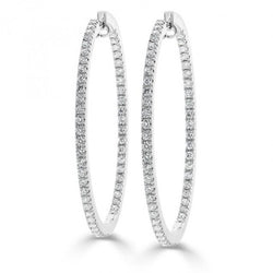 2.2 Ct Round Cut Natural Earth Mined Diamond Hoop Genuine Earring 14K White Gold